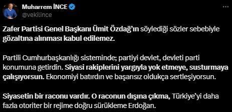 Ümit Özdağ'ın gözaltına alınmasına ardı ardına tepkiler