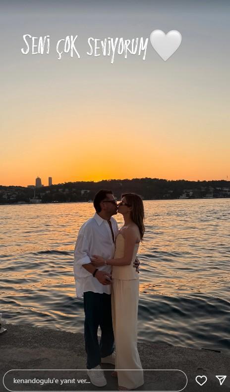 Beren Saat ve Kenan Doğulu'dan gün batımında romantik kutlama