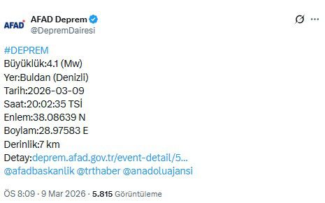 Denizli'de bir deprem daha! Şimdi de 4.2 ile sallandı