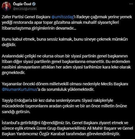 Ümit Özdağ'ın gözaltına alınmasına ardı ardına tepkiler