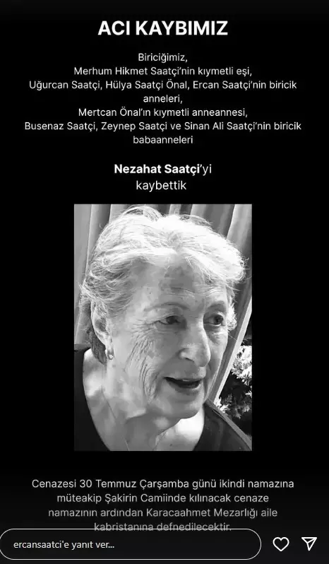 Ercan Saatçi'nin acı günü! Annesi Nezahat Saatçi hayatını kaybetti - Haberler