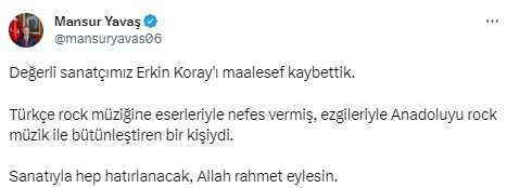 Siyaset ve sanat camiasından peş peşe 'Erkin Koray' mesajları