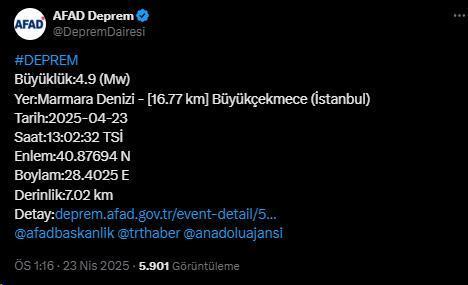 İstanbul'da 6.2 büyüklüğünde deprem meydana geldi