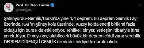 Gemlik'te art arda yaşanan depremlerle ilgili Naci Görür'den korkutan açıklama