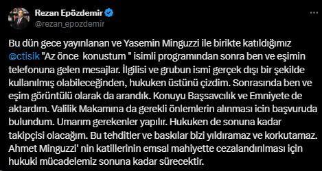 Ahmet Minguzzi'nin ailesinin avukatı ve eşi de ölümle tehdit edildi