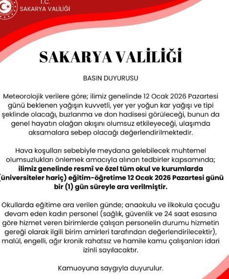 Hangi illerde okullar tatil oldu? 12 Ocak Pazartesi il il tatil olan şehirler!