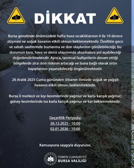 Bursa okullar tatil mi? 29 Aralık Pazartesi yarın Bursa'da okul yok mu (KAR TATİLİ – BURSA VALİLİĞİ)?
