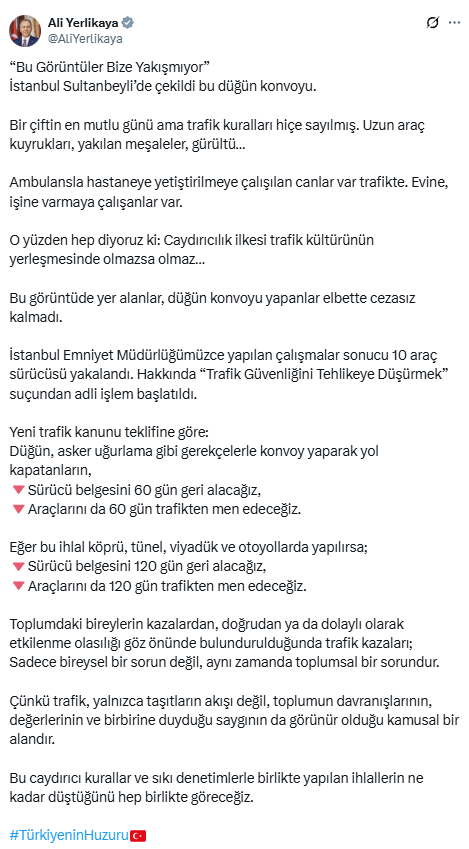 Bakan Yerlikaya duyurdu! Bunu yapanların ehliyeti 120 gün geri alınacak