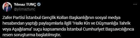 Zafer Partisi İstanbul Gençlik Kolları Başkanlığı'na soruşturma