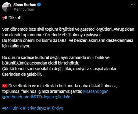 Sinan Burhan'dan dikkat çeken LGBT iddiası