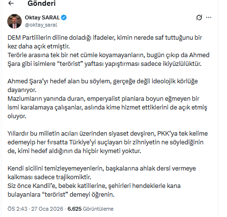 Surecin başından bu yana Cumhurbaşkanı Başdanışmanı'ndan DEM Parti'ye en sert tepki