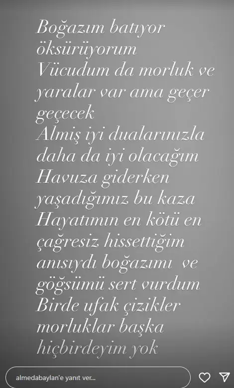 Ölümü hissettim diyen Almeda Baylan yaşadığı korkunç kazayı anlattı