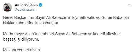 Bir ay içinde iki büyük acı! Ali Babacan, babasının ardından şimdi de annesini kaybetti