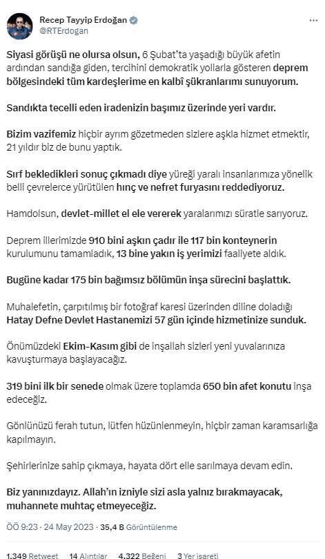 Erdoğan depremzede vatandaşlara seslendi: Ekim-Kasım gibi sizleri yeni yuvalarınıza kavuşturacağız
