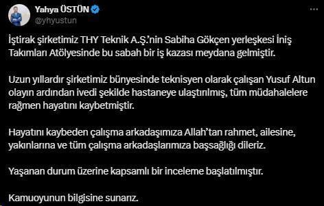 THY çalışanı iş kazasında hayatını kaybetti