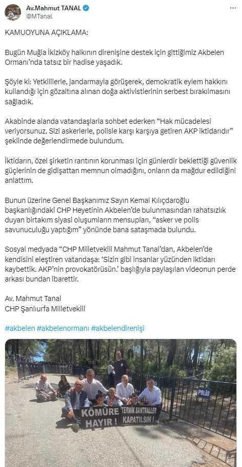 Akbelen'e giden CHP'li Tanal ve Başarır, eylemcilerle tartıştı