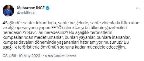 Son Dakika: Muharrem İnce'ye ait olduğu iddia edilen sosyal medya paylaşımıyla ilgili soruşturma başlatıldı