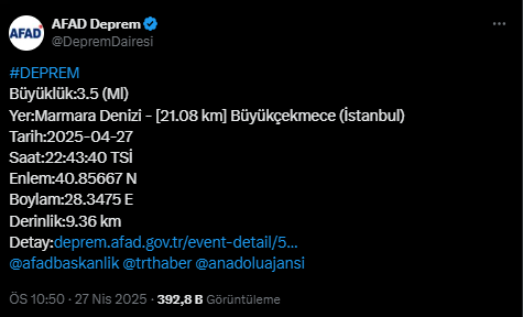 İstanbul'da deprem mi oldu? 28 Nisan Pazartesi deprem ne zaman oldu?