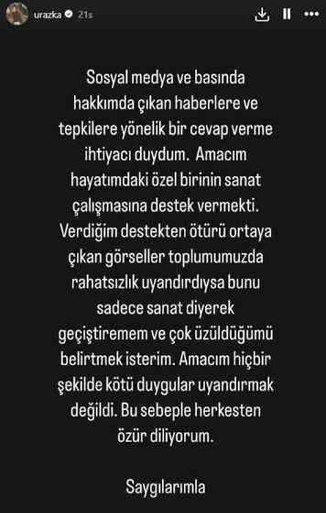 Uraz Kaygılaroğlu, tepki çeken pozları için özür diledi