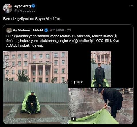 Sinan Ateş'in eşi Ayşe Ateş'ten bakanlık önünde nöbet tutan Mahmut Tanal'a destek