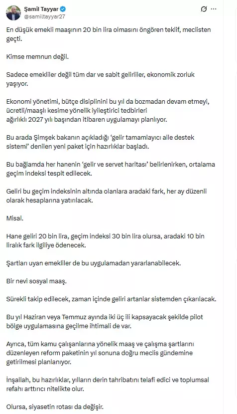 Eleştiriler sonrası Bakan Şimşek'ten yeni hamle! Emeklilere 10 bin lira ek maaş