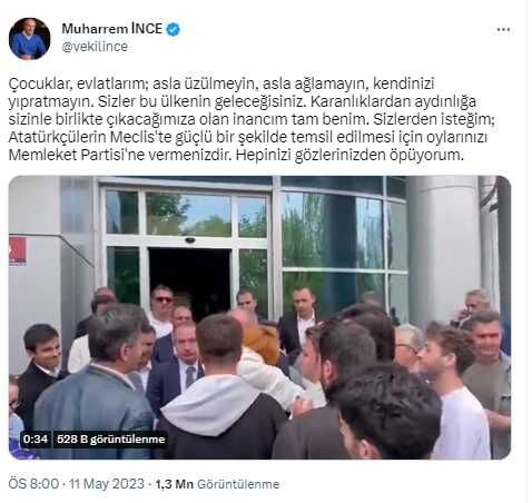 Adaylıktan çekilen Muharrem İnce'den yeni paylaşım! Ağlayan gençleri böyle teselli etti