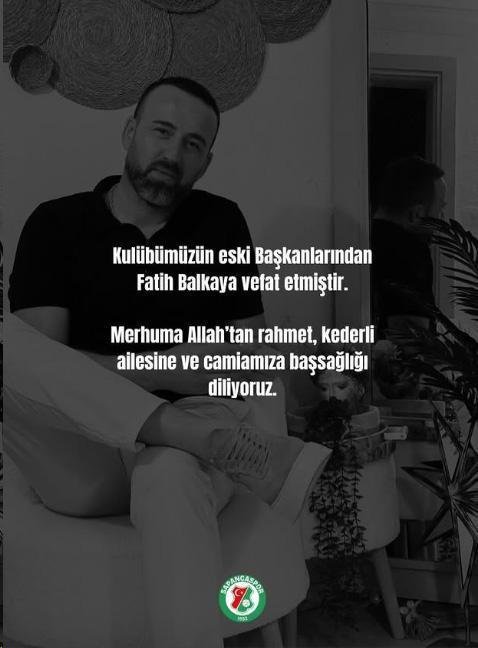 Başına dayadığı tabancayı boş zanneden eski kulüp başkanı Fatih Balkaya hayatını kaybetti