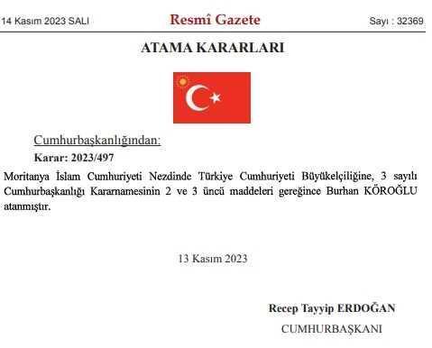 Yeni Moritanya Büyükelçisi Burhan Köroğlu kimdir? Burhan Köroğlu hayatı ve biyografisi