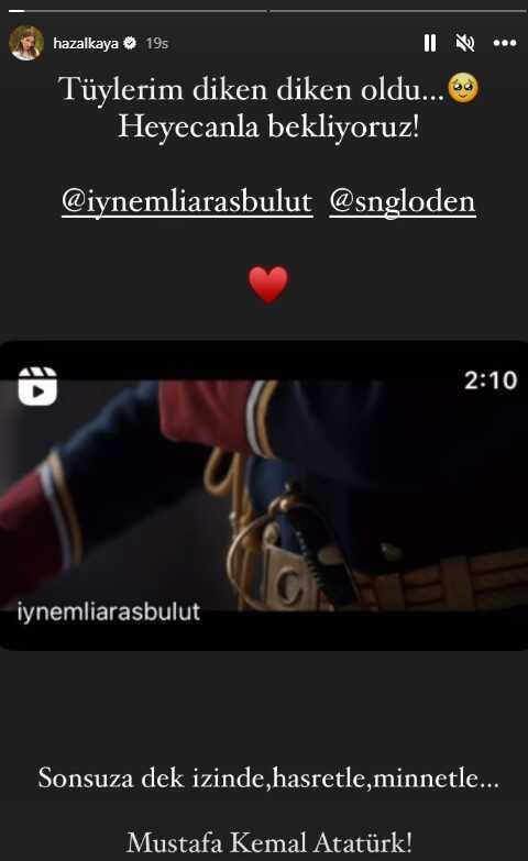 'Nerede yayınlanacağı beni ilgilendirmiyor' dediği Atatürk filmine kalp emojili yorum yapan Hazal Kaya'ya tepki yağıyor