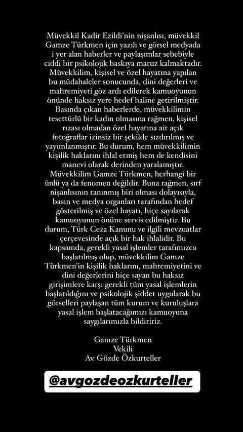 Gamze Türkmen açık hali yayınlandı mı? Kadir Ezildi Nişanlısı açık hali paylaşıldı mı?