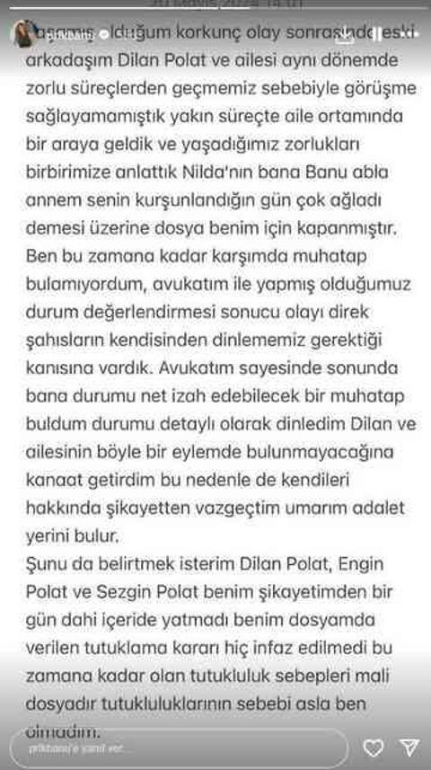 Banu Parlak, güzellik merkezi kurşunlama davasında Engin ve Dilan Polat'la ilgili şikayetini geri çekti