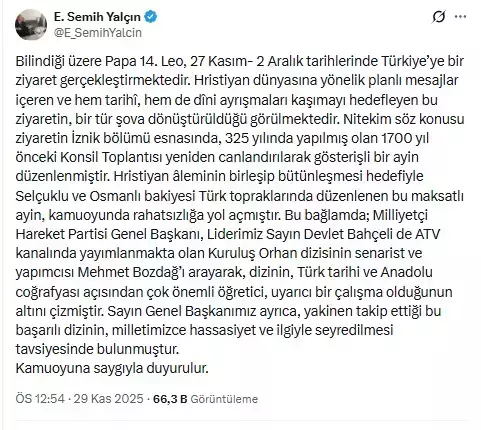 Papa'nın Türkiye ziyareti kriz çıkardı! MHP'nin ardından bir tepki de Destici'den