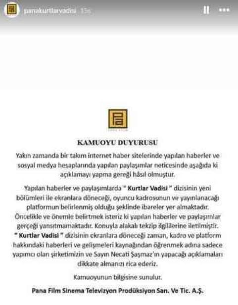 Yapım şirketi, Kurtlar Vadisi'nin Exxen'de yayınlanacağı söylentisini yalanladı