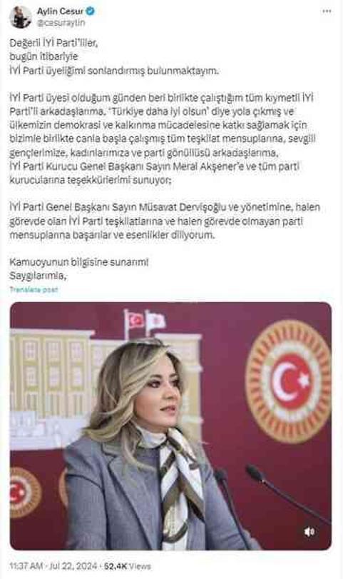 Aylin Cesur İYİ Parti'den istifa mı etti? Aylin Cesur kimdir, kaç yaşında ve nereli?