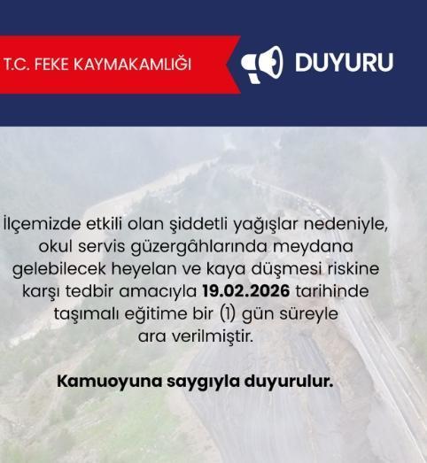 Feke okullar tatil mi, 19 Şubat Perşembe Feke'de okul yok mu (Feke Kaymakamlığı)?