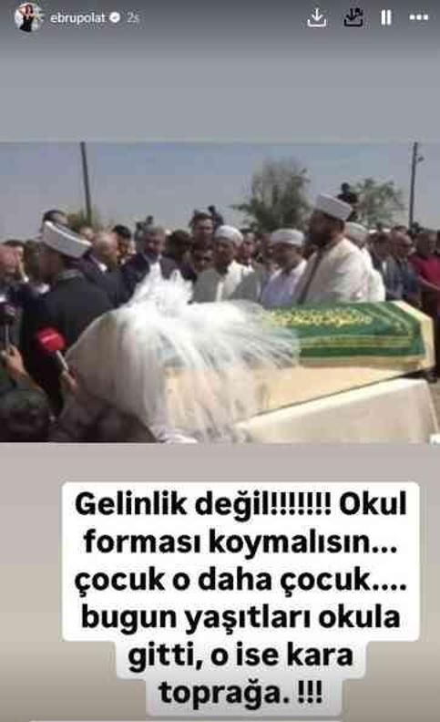 Ünlü isimlerden, Narin'in tabutuna gelinlik örtülmesine tepki: Gelinlik değil önlük konulmalı