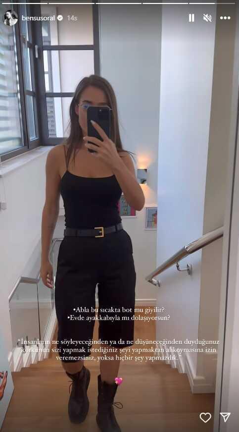 Yaz sıcağında evde bot giyen Bensu Soral, eleştirilere sessiz kalamadı