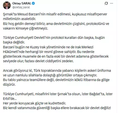 Barzani'nin uzun namlulu korumalarına Cumhurbaşkanlığı'ndan peş peşe tepki