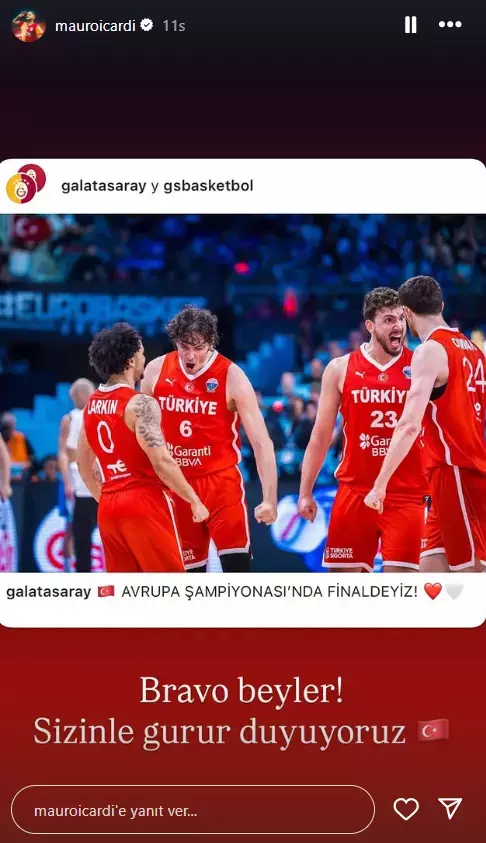 EuroBasket'te Zafer Sonrası Türkiye'yi Destekleyen Mauro Icardi'den Paylaşım