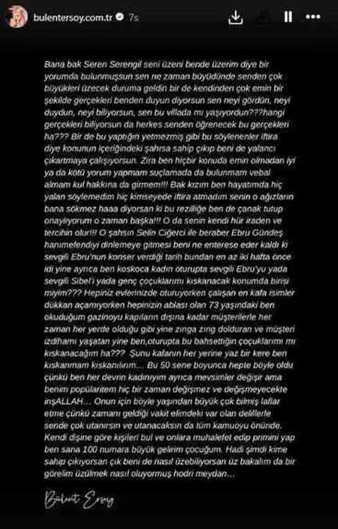 Bülent Ersoy, makyör Tolgahan Karataş'a sahip çıkan Seren Serengil'i sözleriyle yerden yere vurdu