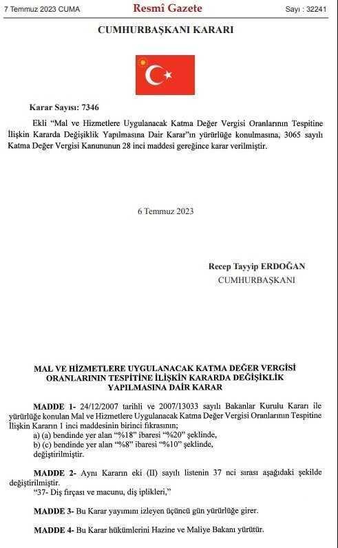 KDV uygulama genel tebliği 2023! KDV oranı yükseldi mi, ne kadar oldu? Yeni KDV oranı resmi gazetede yayınlandı mı?