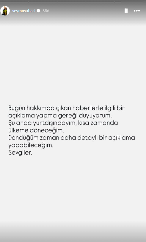 Hakkında yakalama kararı olan Şeyma Subaşı paylaşımlarına devam ediyor