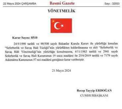 Seferberlik Kararnamesi 22 Mayıs Salı 2024! Yeni seferberlik kararları neler?