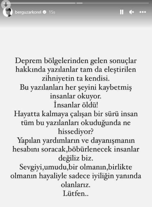 Bergüzar Korel, seçim sonrası deprem bölgeleri için yapılan yorumlara isyan etti