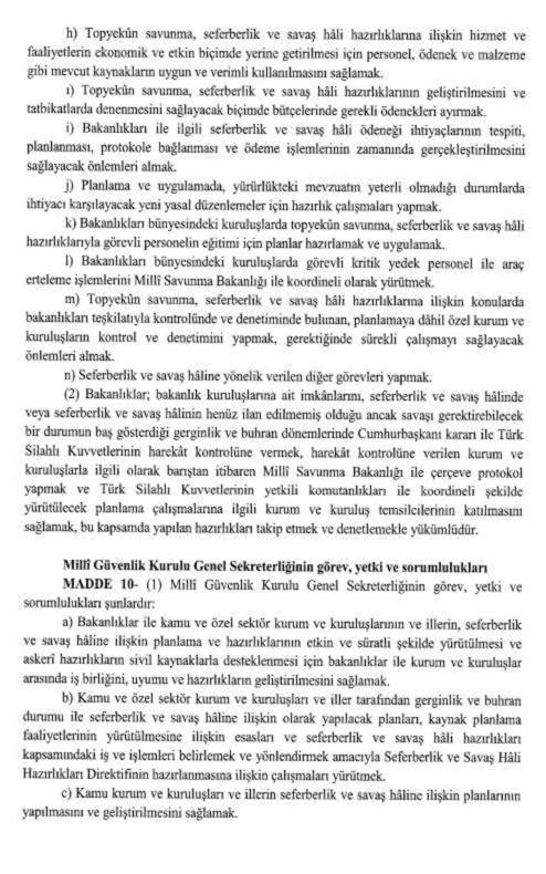 Cumhurbaşkanı Erdoğan, 'Seferberlik ve Savaş Hâli Yönetmeliği'ni yayımladı