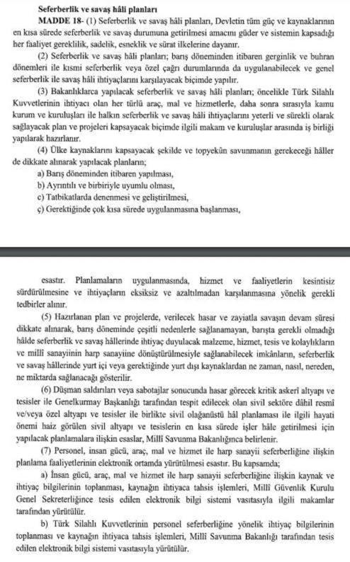 Cumhurbaşkanı Erdoğan, 'Seferberlik ve Savaş Hâli Yönetmeliği'ni yayımladı
