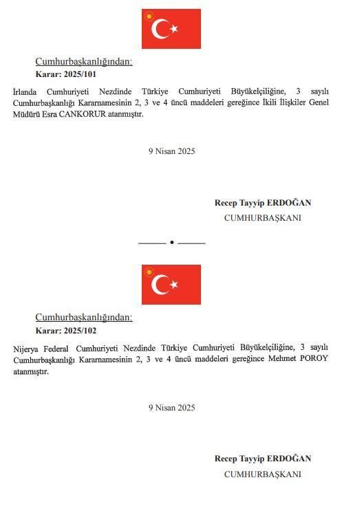 Dört ülkenin büyükelçisi değişti