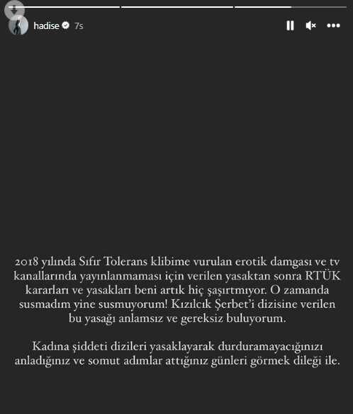 Hadise'den Kızılcık Şerbeti'ne ceza veren RTÜK'e tepki: Anlamsız ve gereksiz
