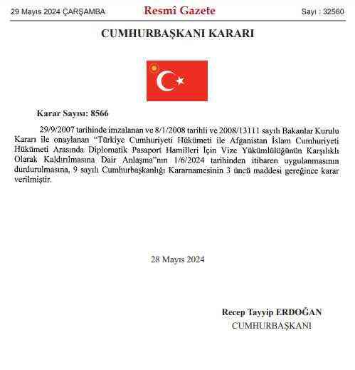 Afganistan'a vize muafiyeti kaldırıldı! Karar 1 Haziran'da yürürlüğe girecek