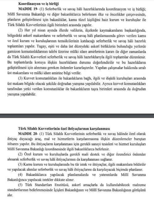 Cumhurbaşkanı Erdoğan, 'Seferberlik ve Savaş Hâli Yönetmeliği'ni yayımladı